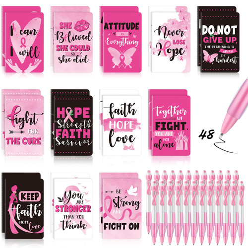Pasimy 48 Pcs Breast Cancer Awareness Gifts Set Includes 24 Pcs Breast Cancer Awareness Notebooks 24 Pcs Awareness Ribbon Pen Notebook for Writing Pink Ribbon Breast Cancer Pens for Charity Event Gift Pasimy 48 Pcs Breast Cancer Awareness Gifts Set Includes 24 Pcs Breast Cancer Awareness Notebooks 24 Pcs Awareness Ribbon Pen Notebook for Writing Pink Ribbon Breast Cancer Pens for Charity Event Gift