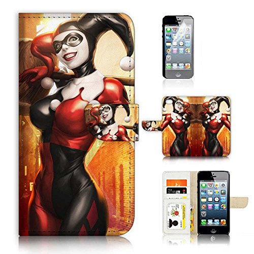 ( For iPhone 6 / iPhone 6S ) Flip Wallet Case Cover & Screen Protector Bundle - A21156 Harley Quinn