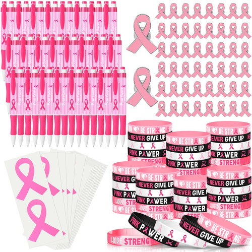 250 Pcs Breast Cancer Awareness Accessories for Women Include 50 Cancer Awareness Ribbon Pen 50 Pink Ribbon Bracelets 50 Breast Cancer Pins 100 Breast Cancer Stickers Gifts Bulk 250 Pcs Breast Cancer Awareness Accessories for Women Include 50 Cancer Awareness Ribbon Pen 50 Pink Ribbon Bracelets 50 Breast Cancer Pins 100 Breast Cancer Stickers Gifts Bulk