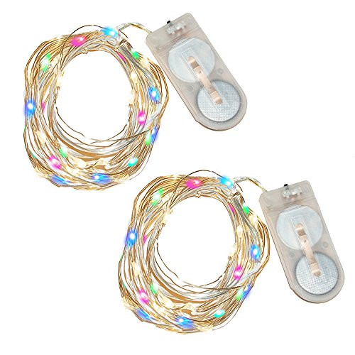 Lumabase 64802 2 Count Battery Operated Submersible Mini String Lights (80 Lights), Multicolor