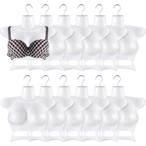 Suzile 12 Pcs Hanging Mannequin Torso Female Mannequin Hanger Women Body Torso Dress Form Plastic Hollow Back Upper Torso Mannequin Women Clothes Showing Rack for Retail and Shop, White