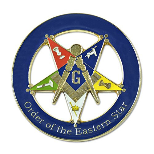 Patron Order of the Eastern Star Round Blue Masonic Auto Emblem - 3" Diameter