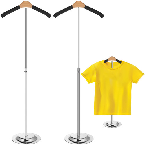 Adjustable Child T Shirt Display Flexible Shoulder Stand Shirt Rack Portable Hanging Black Metal Clothes Hanger Rack for Clothing Garment Coat Retail Vendor, Height 16-27.9 Inch (2 Pcs)