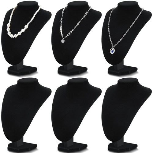 Huquary 6 Pcs Velvet Necklace Stand Display Jewelry Bust Display Stands Necklace Display Stand Jewelry Photography Props Necklace Display Stands for Selling for Home Store Trade Shows (Black) Huquary 6 Pcs Velvet Necklace Stand Display Jewelry Bust Display Stands Necklace Display Stand Jewelry Photography Props Necklace Display Stands for Selling for Home Store Trade Shows (Black)