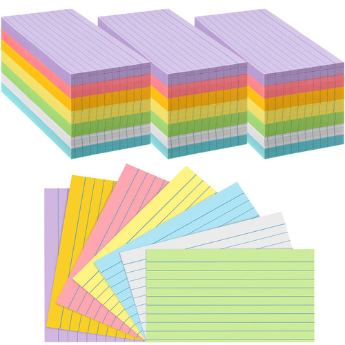 2100 Pcs Ruled Index Cards Assorted Color Note Cards Colored Flashcards School Supplies Notecards Lined Flash Cards for Studying Home School Office Supplies (Light Color, 4 x 6 Inch)