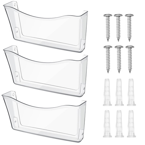 Colarr 6 Pcs Expandable Pocket Wall File Set Plastic Wall Mountable Space Saving Files Clear Office Wall Organizer Wall Mount File Holder Wall Hanging File Organizer for Mail Letter Magazine