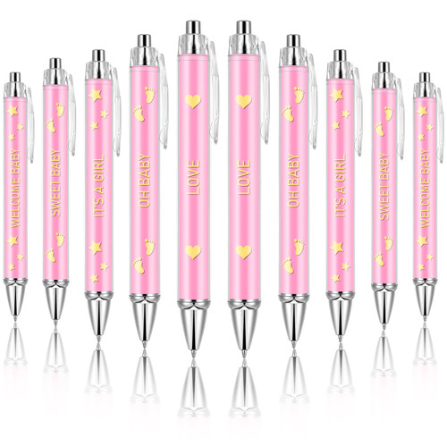 Kisston 50 Pcs Girl Baby Shower Pens Retractable Ballpoint Pen with Stylus Tip Baby Shower Favors Baby Shower Gifts for Guests Prizes Party Games Decors for Writing Journaling Supplies, Pink(Girl)