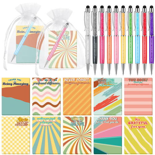 Estune 60 Pcs Thank You Gifts Bulk Employee Appreciation Gifts Bulk Inspirational Notepads and Motivational Ballpoint Pens Appreciation Gifts for Office Coworkers Team Women Nursing Teacher