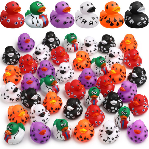 Jerify 24 Pcs Mini Rubber Ducks 2 Inch Halloween Rubber Ducks Assorted Duckies Halloween Themed Bathtub Toys Rubber Ducky for Boys Girls Birthday Gifts Trick or Treat Supplies Goodie Bag Fillers