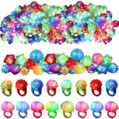 150 Pcs LED Light up Rings Bumpy Jelly Rubber Rings, Glow Ring LED Glow in The Dark Party Favors Finger Lights for Kids Birthday Christmas Party Supplies Concert Shows (Cute Style) 150 Pcs LED Light up Rings Bumpy Jelly Rubber Rings, Glow Ring LED Glow in The Dark Party Favors Finger Lights for Kids Birthday Christmas Party Supplies Concert Shows (Cute Style)
