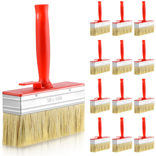 Tioncy 12 Pcs 6 Inch Deck Brush and Sealer Block Paint Brushes on Wood Shed and Fence for Walls, Dusting, Masonry, Wood Deck and Fence Stain Applicator
