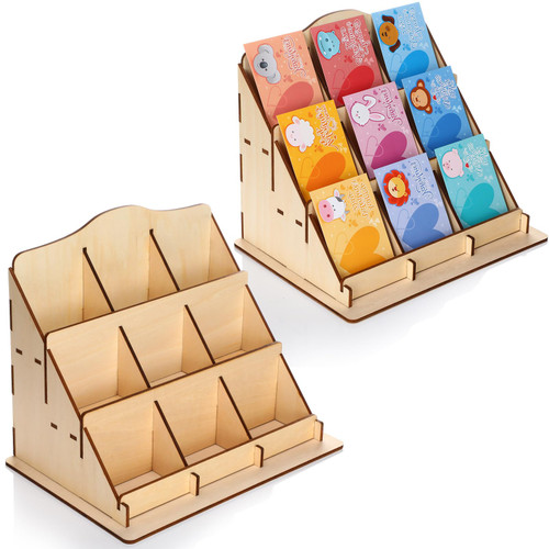 Soaoo 2 Pack 9 Shelves Sticker Display Stand Wooden Display Stand Greeting Card Display 3 Tier Card Display Rack Retail Wooden Display Riser for Retail Counter Vendor Table Vendor Events Countertop Soaoo 2 Pack 9 Shelves Sticker Display Stand Wooden Display Stand Greeting Card Display 3 Tier Card Display Rack Retail Wooden Display Riser for Retail Counter Vendor Table Vendor Events Countertop