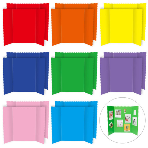 Nuanchu 16 Pcs Jumbo Trifold Poster Board 36 x 48'' Thick Presentation Board Colorful Science Fair Display Board Watercolor Foldable Paperboard for School Class Science Project Display (Fresh)