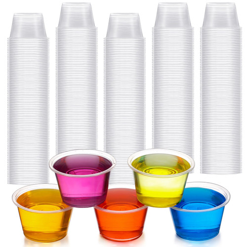Gerrii 500 Count Plastic Souffle Cups Disposable Portion Cups Without Lid Condiment Cups Small Sauce Cups Clear Mini Plastic Containers for Portion Control Meal Sample Dressing (4 oz)