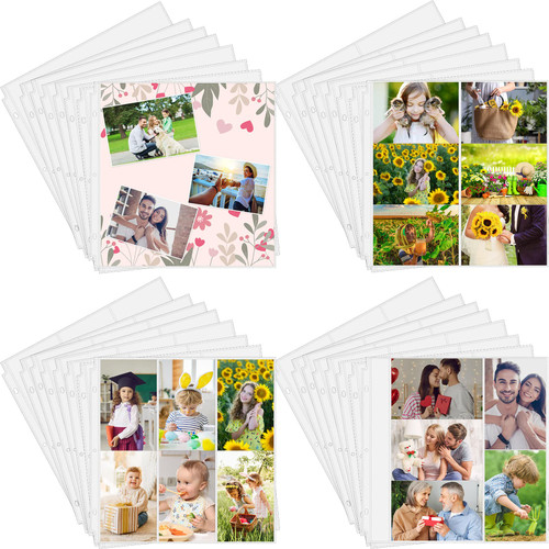 60 Pcs Graduation Scrapbook Refill Pages 12 x 12 Inches Photo Album Protective Sleeves Clear Scrapbook Page Sheet Protectors Scrapbooking Album Refills for 3 Ring Binders (Combinations)