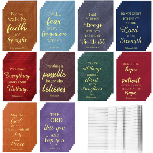 CHENGU 50 Pcs Bible Verse Notebook Christian Journals Bulk Christian Gifts Religious Prayer Journals Inspirational Notepads for Women Men Scripture Notepads Pocket for Office School Home (Bible Style)