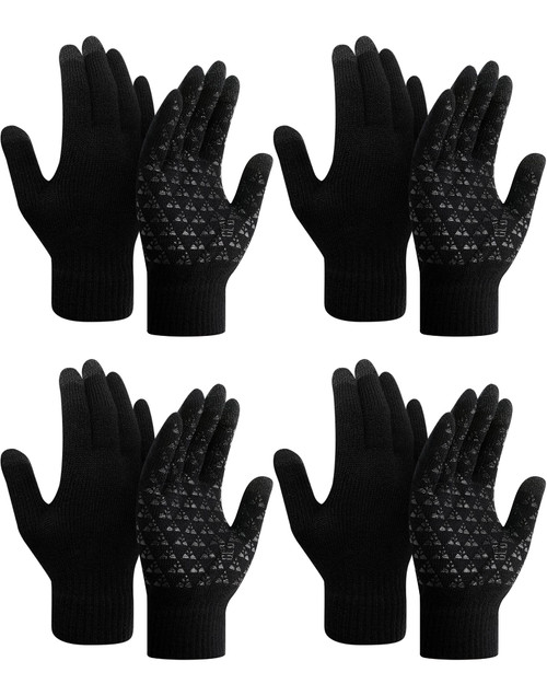 SATINIOR Winter Gloves for Men 4 Pairs Touch Screen Texting Warm Gloves Fleece Lined Thermal Cold Weather Gloves for Men