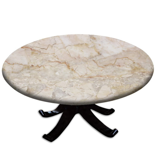 JUNTAIY Marble Elastic Edged Round Tablecloth, Table Cover for Indoor Dining Parties, Fits Tables up to 48" Diameter