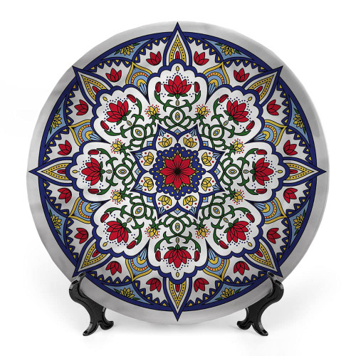 LIGUTARS Decorative Plates, Moroccan Print Ornament, Mediterranean Vintage, 10 Inch, Kitchen Wall Decor, Multicolor