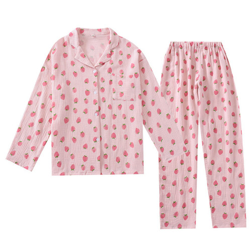 ASO-SLING Nighties for Women Soft Cotton Long Sleeve Sleepwear Two Piece Cozy Loungewear Button Down Fall Winter Pajamas Pink