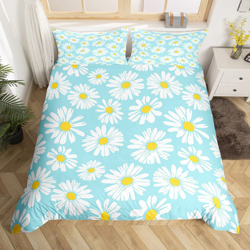 Daisy Flowers Duvet Cover Queen for Boys Girl Kids Yellow and White Floral Bedding Set Sky Blue Background Comforter Cover Child Garden Theme Decor Bedspread Quilt Cover for Kids Dorm Room,Soft,Zipper Daisy Flowers Duvet Cover Queen for Boys Girl Kids Yellow and White Floral Bedding Set Sky Blue Background Comforter Cover Child Garden Theme Decor Bedspread Quilt Cover for Kids Dorm Room,Soft,Zipper