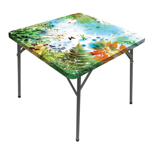 JUNTAIY Dragonfly Square Tablecloth, Flourishing Nature Watercolor Square Dining Table Cover, Fits 48x48 inch Table, for Outdoor Indoor Holiday Picnic Party Cloth, Multicolor