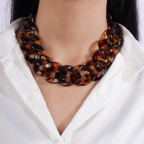 Jumwrit Acrylic Necklace Tortoise Link Necklace Cuban Chain Necklace Leopard Print Necklace Punk Chain Choker Necklace for Women Girls Accessory Jumwrit Acrylic Necklace Tortoise Link Necklace Cuban Chain Necklace Leopard Print Necklace Punk Chain Choker Necklace for Women Girls Accessory