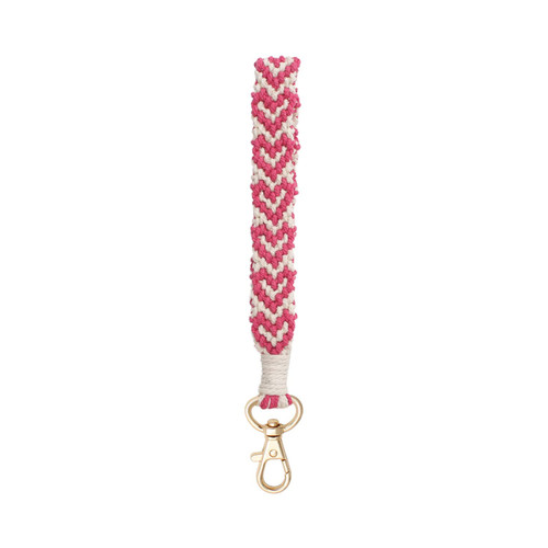 Sither Macrame Keychain for Women Handmade Keychain Bracelet Keyring Wristlet Design Macrame Keychain Holder for Gift (rose red)