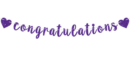 Congratulations Banner, Congrats Grad Graduation Banner, 2023 Congratulations Graduation Party Decorations for College/High School Graduate, Purple Glitter