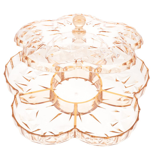 Cabilock Fruit Tray Compartment Serving Trays for Food Glass Snack Serving Tray with Lid Decorative Appetizer Tray Serving Plates Round Dishes for Dried Fruits Nuts Candies Fruits Dry Fruit Tray