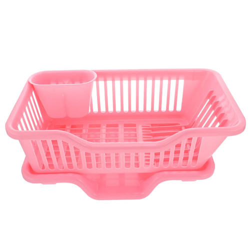 Zerodeko Kitchen Dish Drying Rack with Cutlery Holder Drainboard and Water Spout Plastic Dish Drainer Dinnerware Basket for Kitchen Counter Cabinet Pink Zerodeko Kitchen Dish Drying Rack with Cutlery Holder Drainboard and Water Spout Plastic Dish Drainer Dinnerware Basket for Kitchen Counter Cabinet Pink
