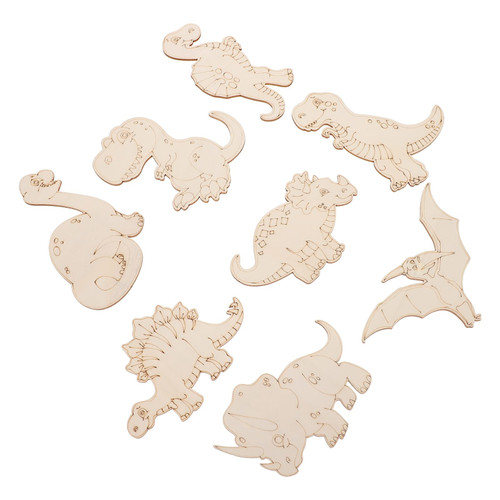 NOLITOY 8Pcs Unfinished Wooden Cutouts Wood Dinosaur Cutouts 9 Styles Dinosaur Pieces Dinosaur Design W OOD Chips DIY Handmade Graffiti Wood for Kids