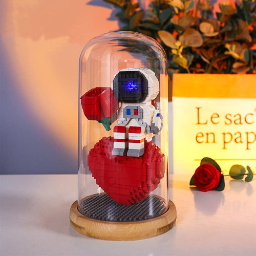 Uvini Micro Blocks Astronaut Model with Light STEM Building Toy Set for Adults or Teens Spaceman with Heart Bricks Toys 911PCS