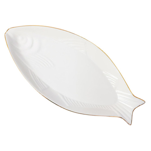 BRIGHTFUFU food Hotel Fish Plate Fish Tray Ceramic Fish Plate Ceramic Steak Plate Fish Serving Plate Decorative Salad Holder Fish Steaming Plate Ceramic Plate dessert plate household ceramics