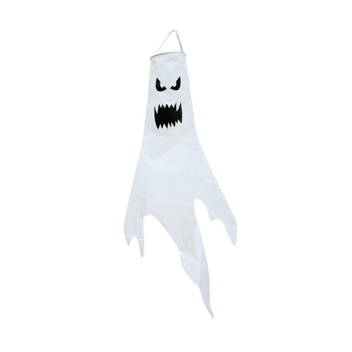 Happyyami 1Pc Ghost Decoration Props Flying Ghost Halloween Ornament Pumpkin Windsock Flag Ghost Windsocks Flag Outdoor Decor Creative Festival Decor Polyester Light Post The Tree White