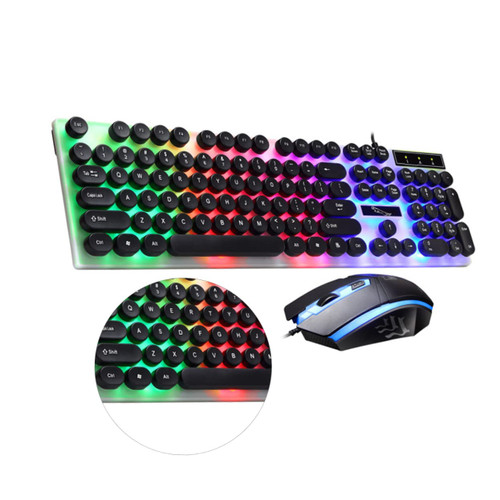 SOLUSTRE Mouses for Computers Lighted Keyboard Computer Keyboard Backlit 7-Colors Keyboard Colorful Keyboard Computer Wired Keyboard Set and Keyboard Computer Wired Keyboard USB Black