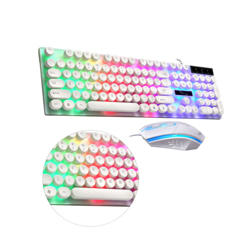 UKCOCO PC Mouse Wire Mouse USB Keyboard Computer Keyboard Mouse Wired Computer Keyboard and Mouse Computer Wired Keyboard Computer Wired Keyboard Mouse Mechanical Feel White Set G21