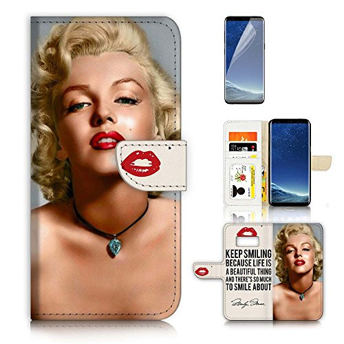 ( For Samsung S8+ / S8 Plus ) Flip Wallet Case Cover & Screen Protector Bundle - A21327 Marilyn Monroe Young