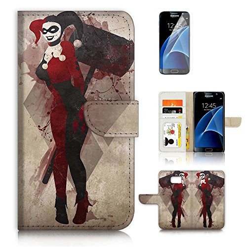 ( For Samsung S7 , Galaxy S7 ) Flip Wallet Case Cover & Screen Protector Bundle - A20307 Harley Quinn