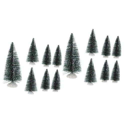 BESTOYARD 14 Pcs Small Christmas Tree Ornaments Mini Christmas Tree Dining Table Centerpieces Flocked Christmas Tree Mini Ornaments Tabletop Trees Sand Table Trees Artificial Frosted Tree