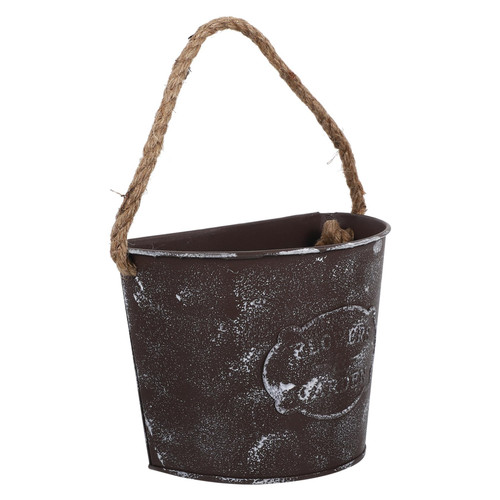ABOOFAN 2pcs Indoor Flower Pot Metal Flower Pots Wall- Mounted Flowerpot Iron Planter Pot Wall Hanging Flowerpot Metal Hanging Planters Novel Flowerpot Rope Wrought Iron Flower Vessel
