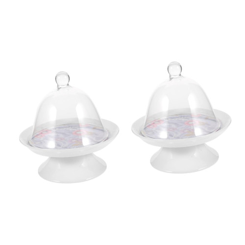 Abaodam 2 Sets Glass Serving Tray Clear Cake Stand Clear Display Stand Dessert Display Cover Appetizer Stand Dessert Platter Tray Cake Platter Cake Stands Cake Cover Paper Cup Fruit Tray