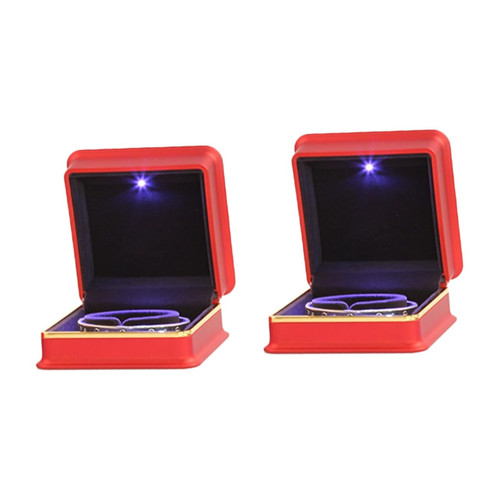 Holibanna 2pcs Box jewelry case Jewelry Display Case Wedding Ring aretes earring Jewelry Storage Case Jewelry Organizer display box Jewelry Box ring box LED Showcase