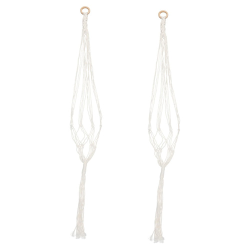 Yardwe 2pcs Flower Pot Net Bag Hanging Plant Shelf Indoor Decor Plants Indoor Flower Pot Hanging Plant Hanger Macrame Cotton Rope Hanging Planter Wall Mount Flower Pot Holder String Pouch