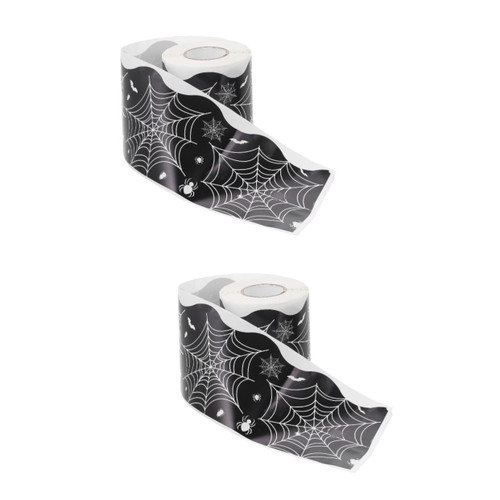 BESTOYARD 2 Rolls Border Stickers The Office Decor Sticker Paper Matte Label Stickers Halloween Border for Bulletin Board Cobweb Bulletin Board Borders Black Office Decor Classroom Decor