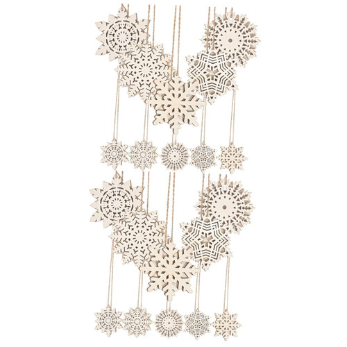 EXCEART 20 Pcs Christmas Wood Decoration Christmas Wood Snowflake Ornaments Snowflake Wood Slices Snowflake Wooden Cutouts Wood Crafts for Arts and Crafts for Wood 7c Manual