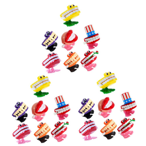 Toyvian 21 Pcs Tooth Wind-up Toy Basket Gift Halloween Toys Robot Toys Clockwork Teeth Wind up Chattering Teeth Toy Funny Joke Toys Children Clockwork Portable Wind-up Toys Party Clockwork