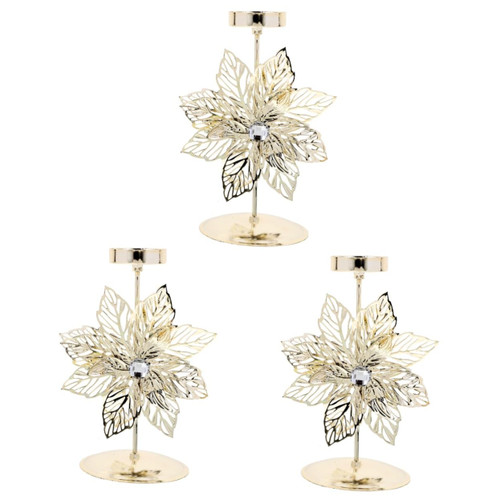BESTOYARD 3pcs Christmas Candlestick Dining Table Decoration Vintage Decor for Home Dining Table Centerpieces Desk Candlestick Holder Xmas Candle Holders Metal Candle Holders Xmas Decor Iron