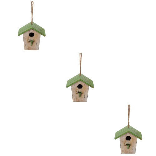 Yardwe 3pcs Wooden Bird nest Wooden Bird House Window Birdfeeder Bird Feeder Hangers for Outside Bird Nesting House Wood Birds Hut Bed Park Bird House Wood Cabin Birdhouse Birds Nest Mini