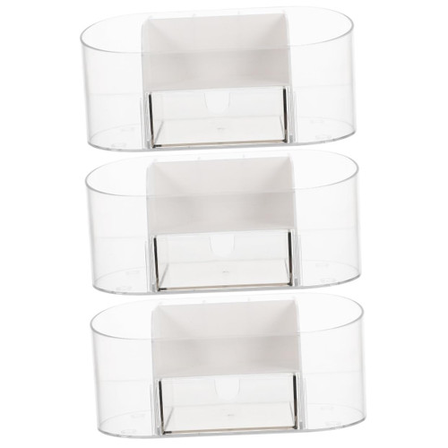 FOMIYES 3pcs Storage Box desktop makeup organizer skin care organizer makeup brushes container clear makeup display case acrylic the hips with drawer office skin care product rack white